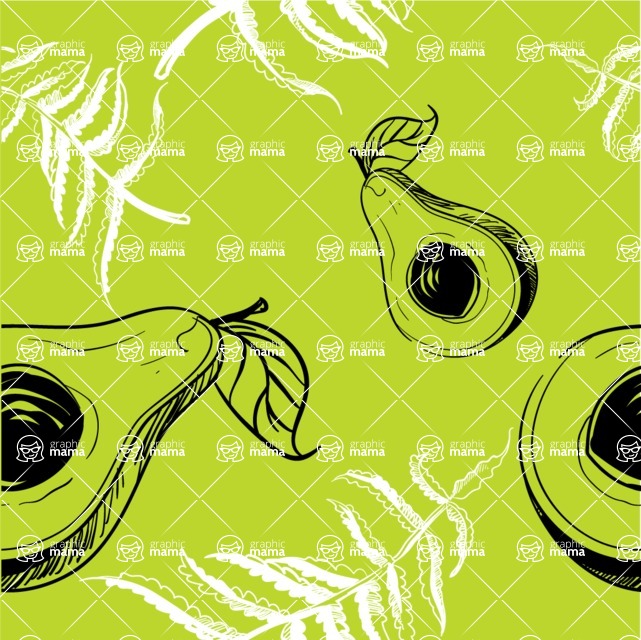 Nature Backgrounds, Patterns and Frames Themed Graphic Collection - Green Avocado Pattern